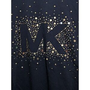 Michael Kors Womens XL MK Studded Black Cotton Modal T‎ Shirt  Logo